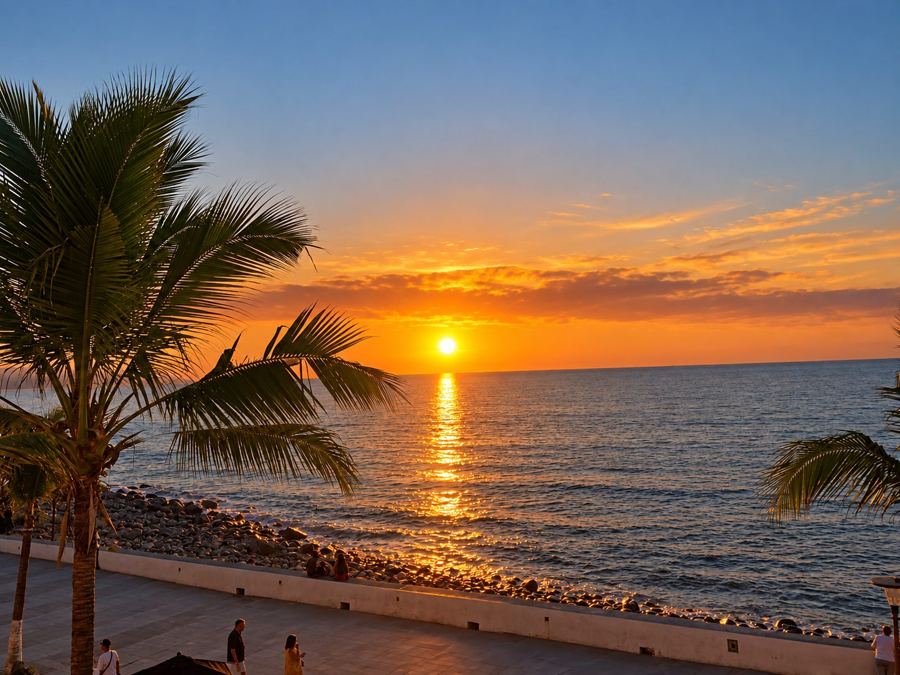Puerto Vallarta sunset over Banderas Bay